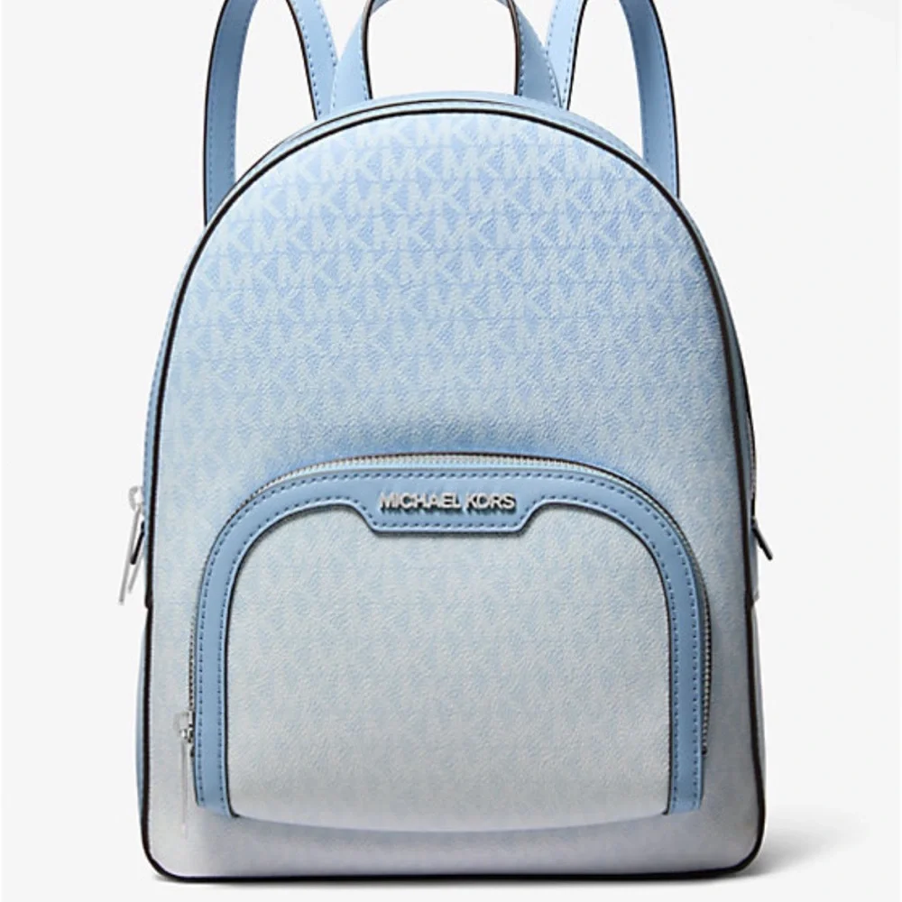 MICHAEL KORS Jaycee Medium Ombré Signature Logo Backpack Light Sky NWT